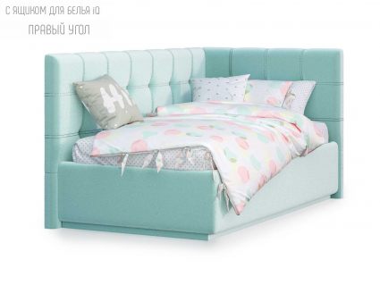 Кровать Nuvola Sabina угловая Velutto 14 (с подъемным механизмом) 120х190