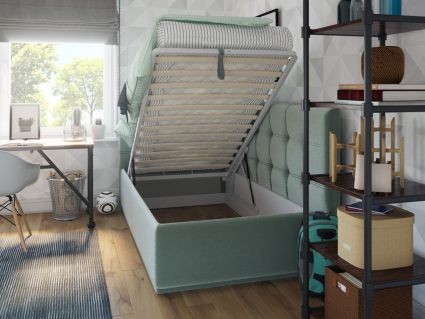 Кровать Nuvola Sabina угловая Velutto 26 (с подъемным механизмом) 200х190